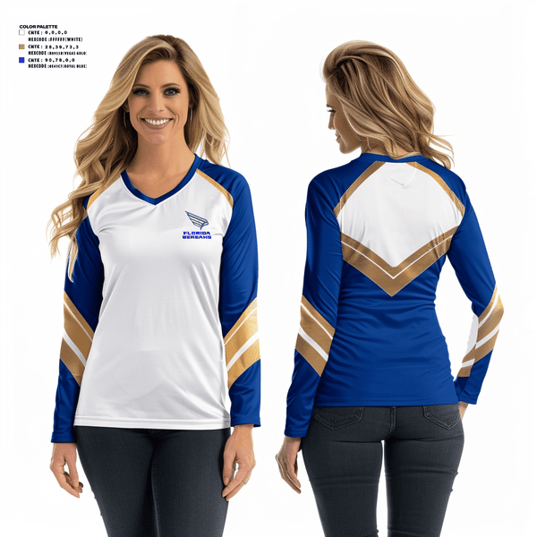 Women's Long Sleeve Vneck Shirt, FLORIDA BEREANS, Football, Teamtime, Team time, sublimation, custom sports apparel, team uniforms, spirit wear, spiritwear, sports uniforms, custom shirts, team store, custom team store, fundraiser sports, apparel fundraiser