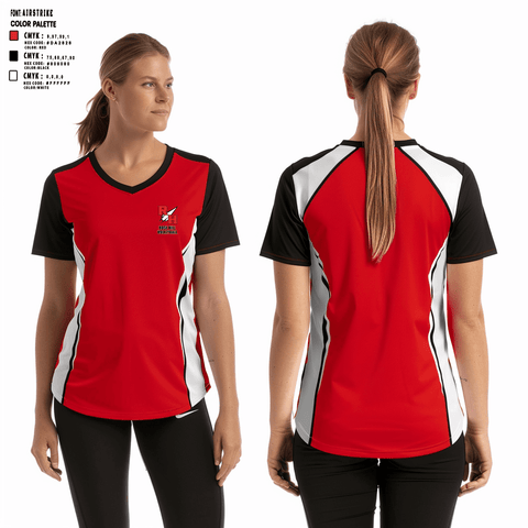 Women's Short Sleeve Vneck Shirt, Rose Hill High School Volleyball, Women's Volleyball, Teamtime, Team time, sublimation, custom sports apparel, team uniforms, spirit wear, spiritwear, sports uniforms, custom shirts, team store, custom team store, fundraiser sports, apparel fundraiser