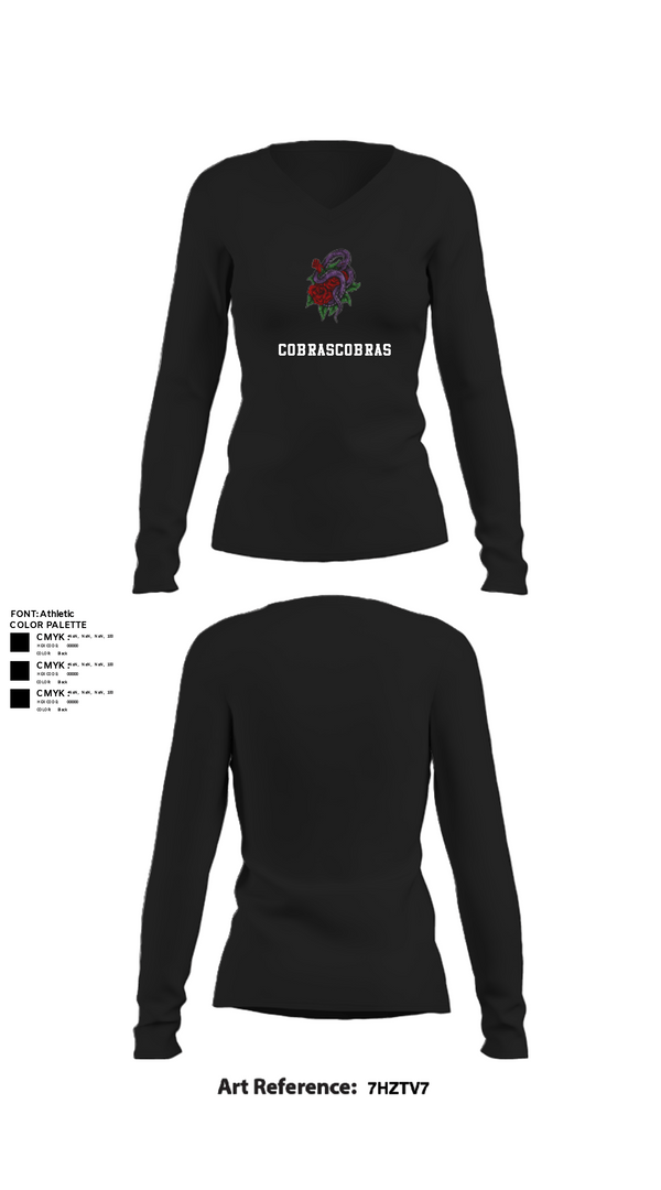 Women's Long Sleeve Vneck Shirt, CobrasCobras, Swimming, Teamtime, Team time, sublimation, custom sports apparel, team uniforms, spirit wear, spiritwear, sports uniforms, custom shirts, team store, custom team store, fundraiser sports, apparel fundraiser