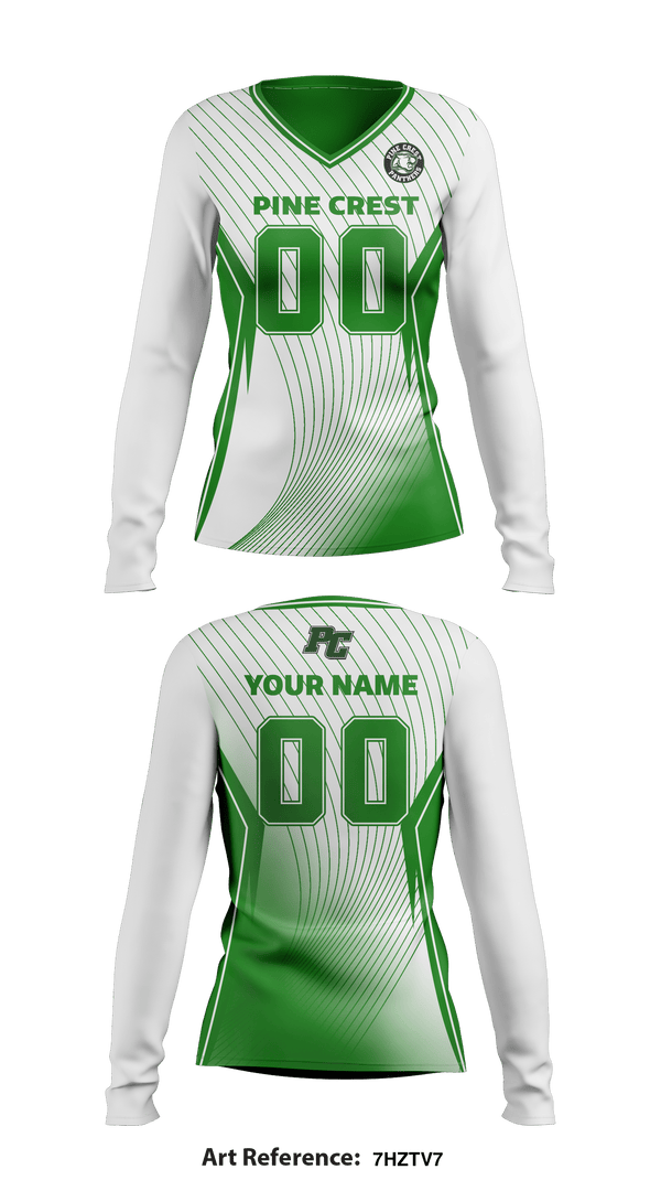 Women's Long Sleeve Vneck Shirt, Pine Crest School (Upper School) Volleyball, Women's Volleyball, Teamtime, Team time, sublimation, custom sports apparel, team uniforms, spirit wear, spiritwear, sports uniforms, custom shirts, team store, custom team store, fundraiser sports, apparel fundraiser
