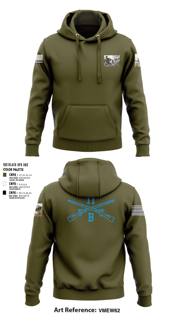 Hoodie, 218th Maneuver brigade11 bravo infantry, National Guard, Teamtime, Team time, sublimation, custom sports apparel, team uniforms, spirit wear, spiritwear, sports uniforms, custom shirts, team store, custom team store, fundraiser sports, apparel fundraiser