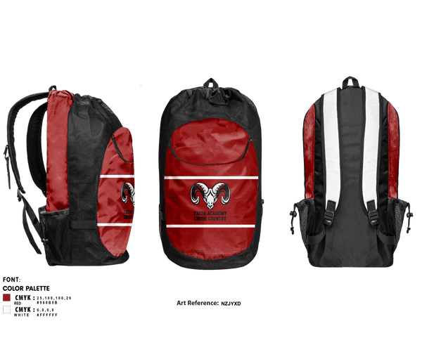 Gear Bag, Faith Academy Cross Country, Cross Country, Teamtime, Team time, sublimation, custom sports apparel, team uniforms, spirit wear, spiritwear, sports uniforms, custom shirts, team store, custom team store, fundraiser sports, apparel fundraiser