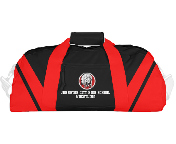 Duffle Bag, Johnston City High School Wrestling, Wrestling, Teamtime, Team time, sublimation, custom sports apparel, team uniforms, spirit wear, spiritwear, sports uniforms, custom shirts, team store, custom team store, fundraiser sports, apparel fundraiser