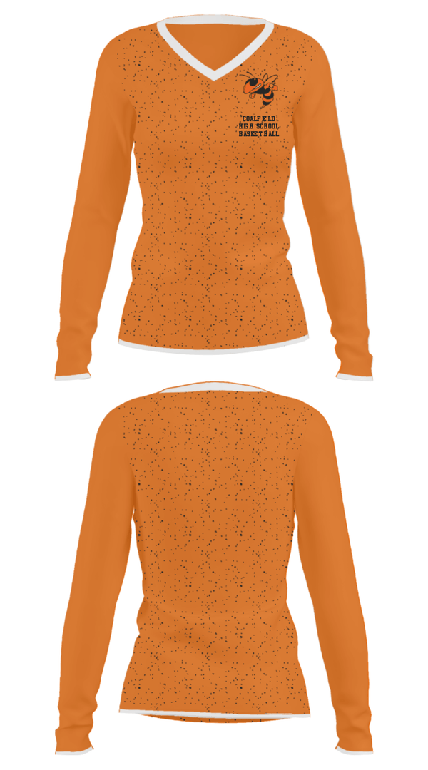 Women's Long Sleeve Vneck Shirt, Coalfield High School Basketball, Women's Basketball, Teamtime, Team time, sublimation, custom sports apparel, team uniforms, spirit wear, spiritwear, sports uniforms, custom shirts, team store, custom team store, fundraiser sports, apparel fundraiser