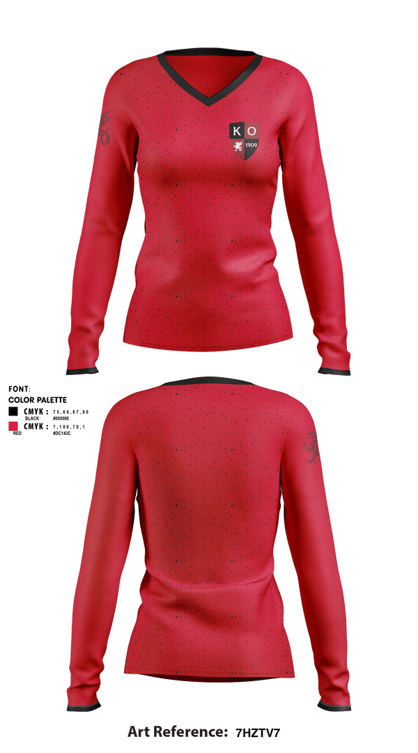 Women's Long Sleeve Vneck Shirt, Kingswood Oxford Upper School, Spirit Store, Teamtime, Team time, sublimation, custom sports apparel, team uniforms, spirit wear, spiritwear, sports uniforms, custom shirts, team store, custom team store, fundraiser sports, apparel fundraiser