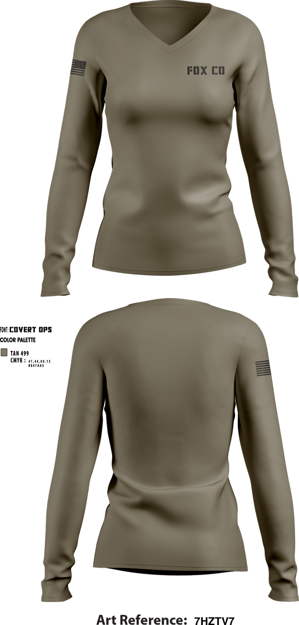 Women's Long Sleeve Vneck Shirt, FOX CO, Marines, Teamtime, Team time, sublimation, custom sports apparel, team uniforms, spirit wear, spiritwear, sports uniforms, custom shirts, team store, custom team store, fundraiser sports, apparel fundraiser