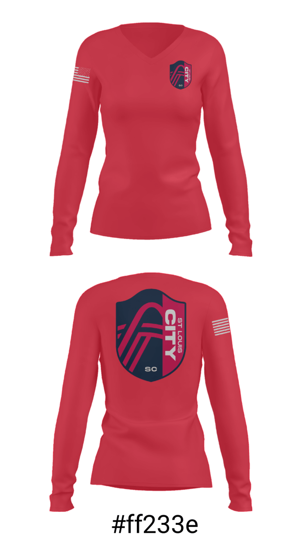 Women's Long Sleeve Vneck Shirt, , Army, Teamtime, Team time, sublimation, custom sports apparel, team uniforms, spirit wear, spiritwear, sports uniforms, custom shirts, team store, custom team store, fundraiser sports, apparel fundraiser