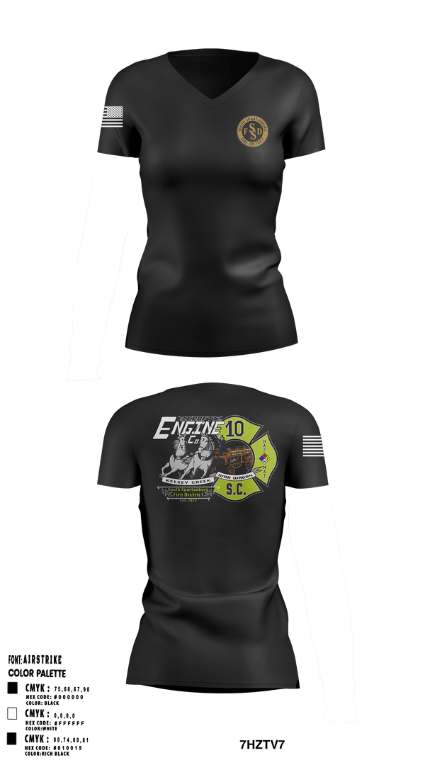 Women's Short Sleeve Vneck Shirt, South Spartanburg Fire District, Fire Department, Teamtime, Team time, sublimation, custom sports apparel, team uniforms, spirit wear, spiritwear, sports uniforms, custom shirts, team store, custom team store, fundraiser sports, apparel fundraiser