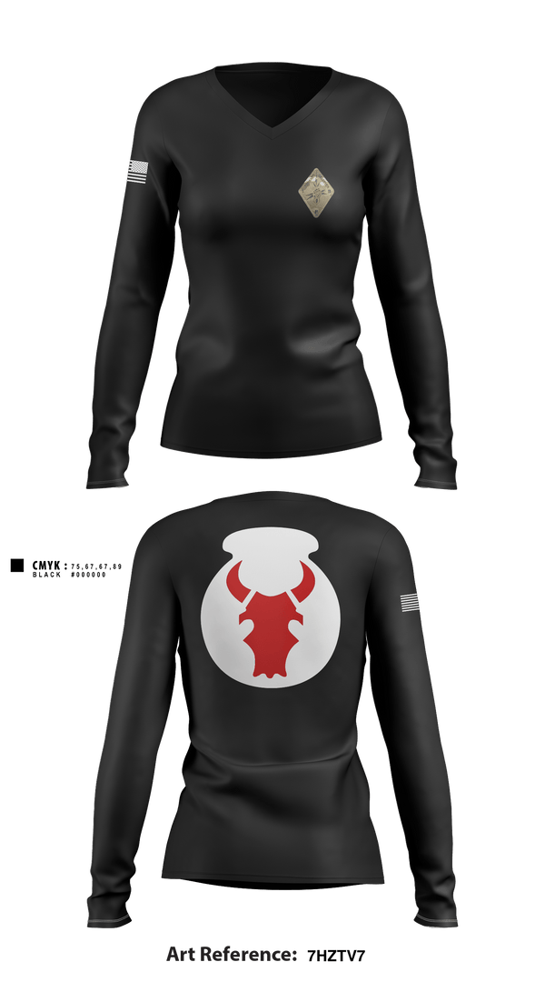 Women's Long Sleeve Vneck Shirt, Det. 2 HHB 1-194 FA, National Guard, Teamtime, Team time, sublimation, custom sports apparel, team uniforms, spirit wear, spiritwear, sports uniforms, custom shirts, team store, custom team store, fundraiser sports, apparel fundraiser