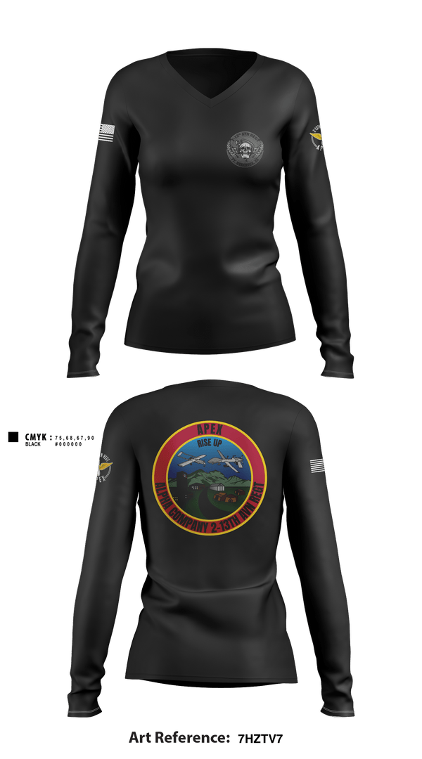 Women's Long Sleeve Vneck Shirt, A Co, 2-13th AVN REGT, , Teamtime, Team time, sublimation, custom sports apparel, team uniforms, spirit wear, spiritwear, sports uniforms, custom shirts, team store, custom team store, fundraiser sports, apparel fundraiser