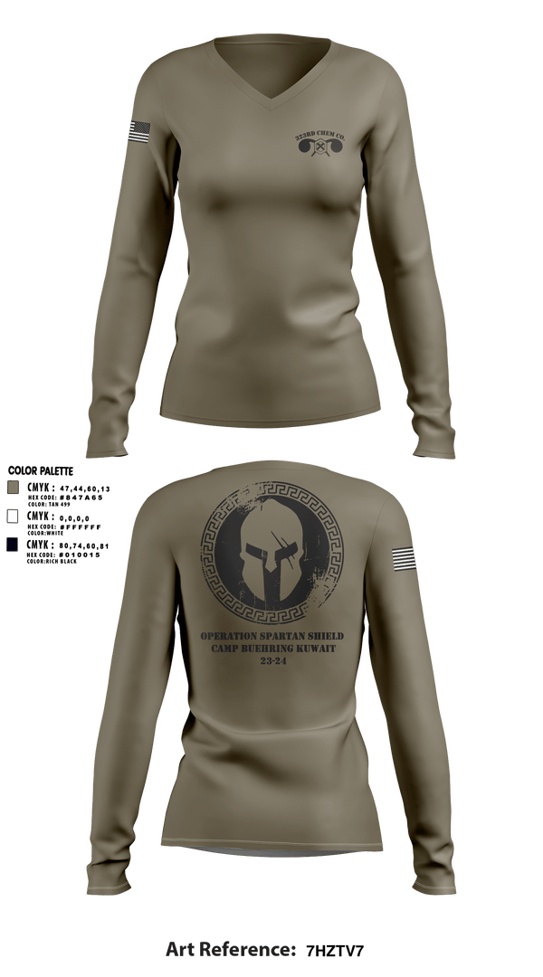Women's Long Sleeve Vneck Shirt, , Army, Teamtime, Team time, sublimation, custom sports apparel, team uniforms, spirit wear, spiritwear, sports uniforms, custom shirts, team store, custom team store, fundraiser sports, apparel fundraiser