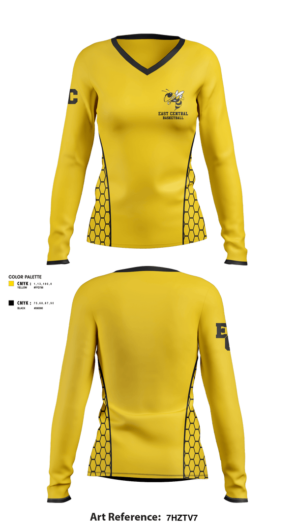 Women's Long Sleeve Vneck Shirt, East Central High School Basketball, Women's Basketball, Teamtime, Team time, sublimation, custom sports apparel, team uniforms, spirit wear, spiritwear, sports uniforms, custom shirts, team store, custom team store, fundraiser sports, apparel fundraiser