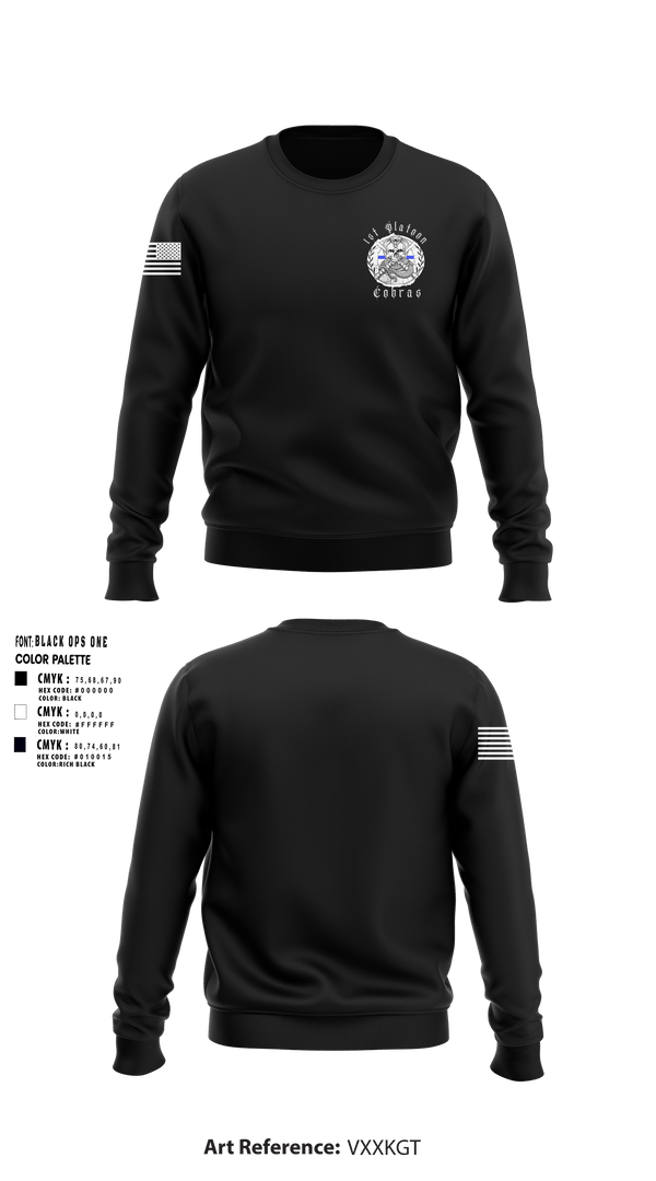 Crew Neck Sweatshirt, 1st Platoon Cobras, Army, Teamtime, Team time, sublimation, custom sports apparel, team uniforms, spirit wear, spiritwear, sports uniforms, custom shirts, team store, custom team store, fundraiser sports, apparel fundraiser