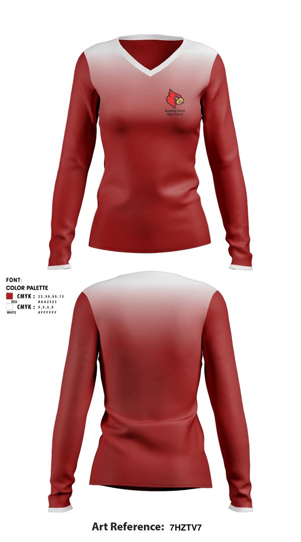 Women's Long Sleeve Vneck Shirt, Harmony Grove High School, Spirit Store, Teamtime, Team time, sublimation, custom sports apparel, team uniforms, spirit wear, spiritwear, sports uniforms, custom shirts, team store, custom team store, fundraiser sports, apparel fundraiser