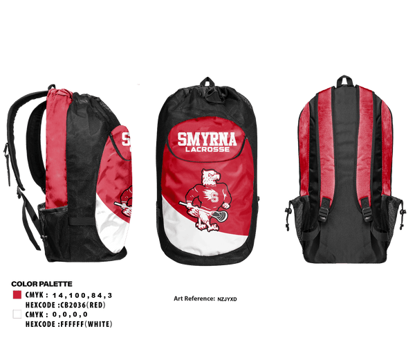 Gear Bag, Smyrna Lacrosse, Men's Lacrosse, Teamtime, Team time, sublimation, custom sports apparel, team uniforms, spirit wear, spiritwear, sports uniforms, custom shirts, team store, custom team store, fundraiser sports, apparel fundraiser