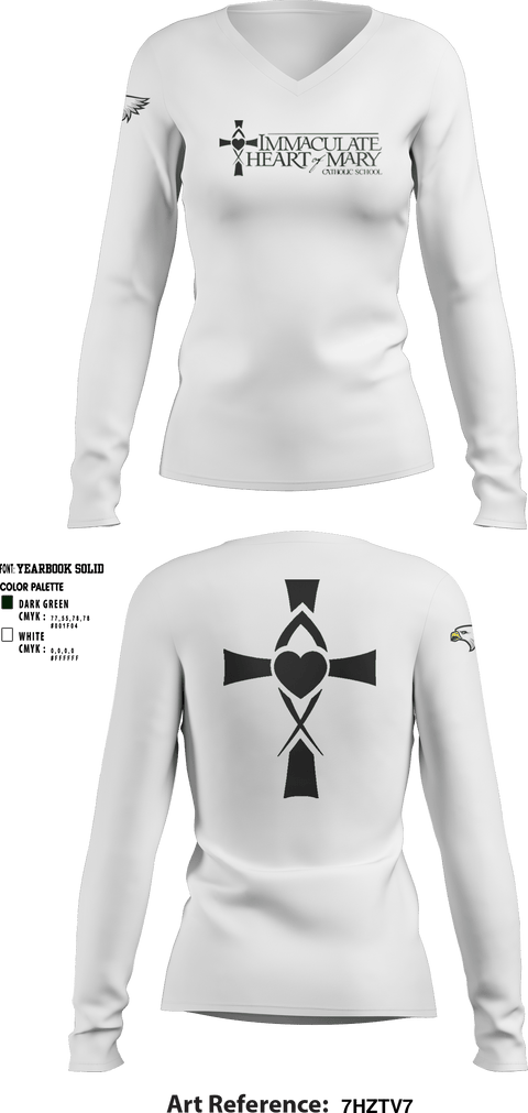 Women's Long Sleeve Vneck Shirt, Immaculate Heart Of Mary School, Spirit Store, Teamtime, Team time, sublimation, custom sports apparel, team uniforms, spirit wear, spiritwear, sports uniforms, custom shirts, team store, custom team store, fundraiser sports, apparel fundraiser