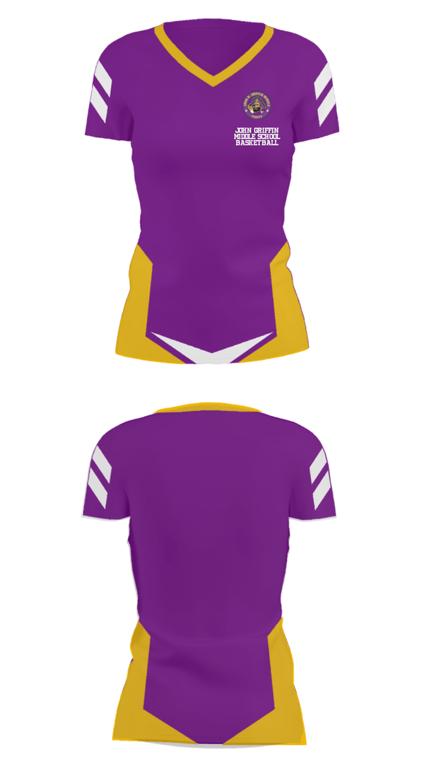 Women's Short Sleeve Vneck Shirt, John Griffin Middle School Basketball, Men's Basketball, Teamtime, Team time, sublimation, custom sports apparel, team uniforms, spirit wear, spiritwear, sports uniforms, custom shirts, team store, custom team store, fundraiser sports, apparel fundraiser