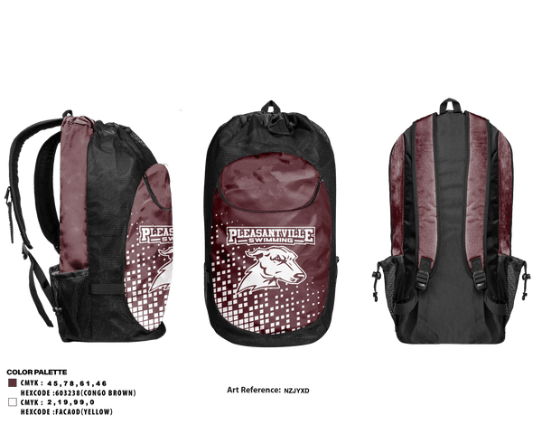 Gear Bag, Pleasantville High School Swimming, Swimming, Teamtime, Team time, sublimation, custom sports apparel, team uniforms, spirit wear, spiritwear, sports uniforms, custom shirts, team store, custom team store, fundraiser sports, apparel fundraiser