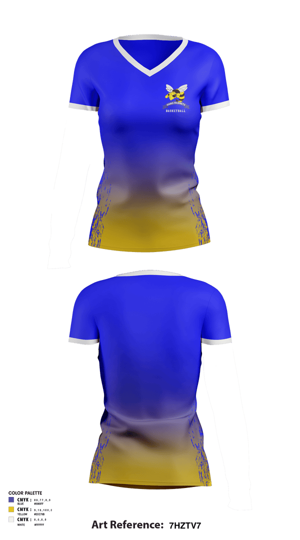 Women's Short Sleeve Vneck Shirt, Hand Middle School Basketball, Women's Basketball, Teamtime, Team time, sublimation, custom sports apparel, team uniforms, spirit wear, spiritwear, sports uniforms, custom shirts, team store, custom team store, fundraiser sports, apparel fundraiser