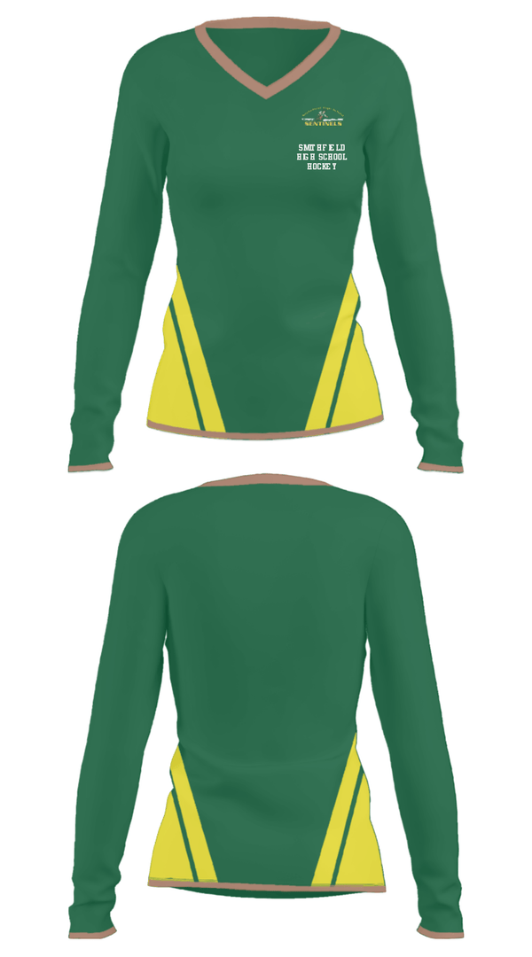 Women's Long Sleeve Vneck Shirt, Smithfield High School Hockey, Ice Hockey, Teamtime, Team time, sublimation, custom sports apparel, team uniforms, spirit wear, spiritwear, sports uniforms, custom shirts, team store, custom team store, fundraiser sports, apparel fundraiser