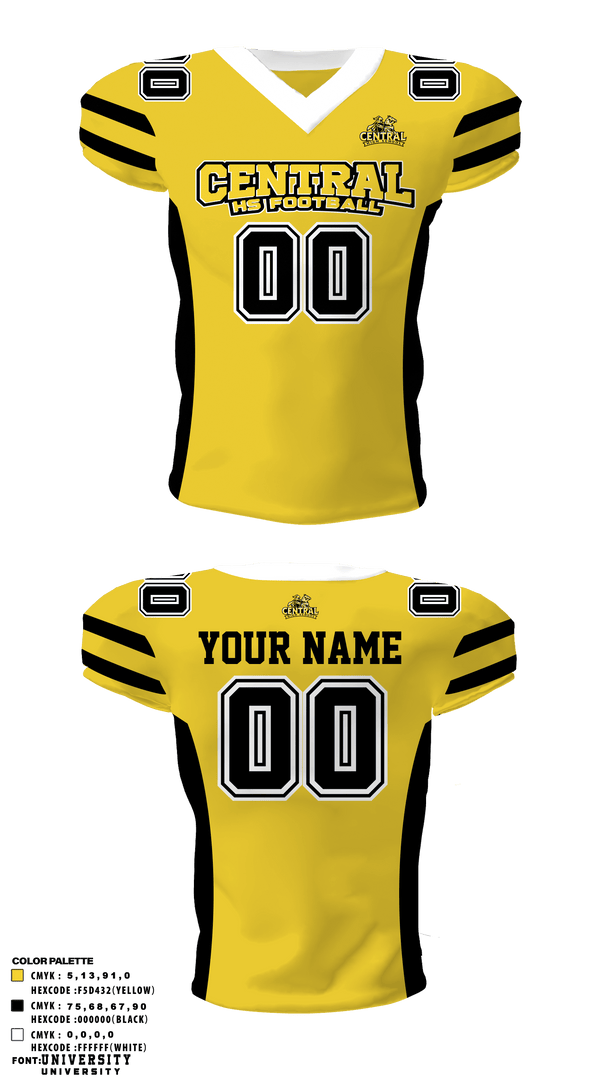 Football Jersey, Central HS Football, Football, Teamtime, Team time, sublimation, custom sports apparel, team uniforms, spirit wear, spiritwear, sports uniforms, custom shirts, team store, custom team store, fundraiser sports, apparel fundraiser