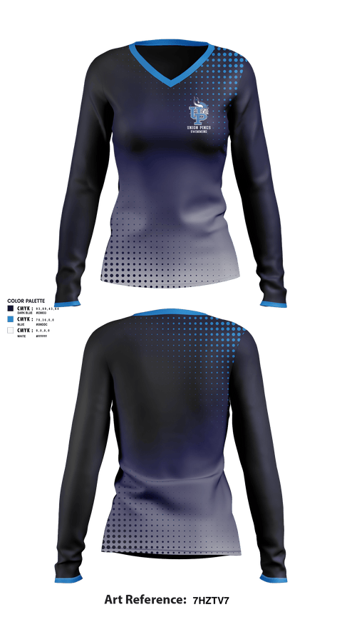 Women's Long Sleeve Vneck Shirt, Union Pines High School Swimming, Swimming, Teamtime, Team time, sublimation, custom sports apparel, team uniforms, spirit wear, spiritwear, sports uniforms, custom shirts, team store, custom team store, fundraiser sports, apparel fundraiser