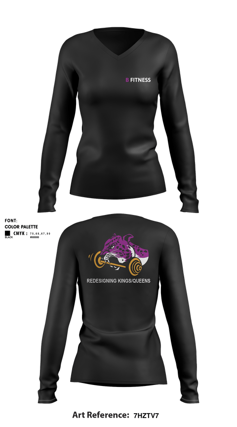 Women's Long Sleeve Vneck Shirt, BFitnessBFitness, , Teamtime, Team time, sublimation, custom sports apparel, team uniforms, spirit wear, spiritwear, sports uniforms, custom shirts, team store, custom team store, fundraiser sports, apparel fundraiser