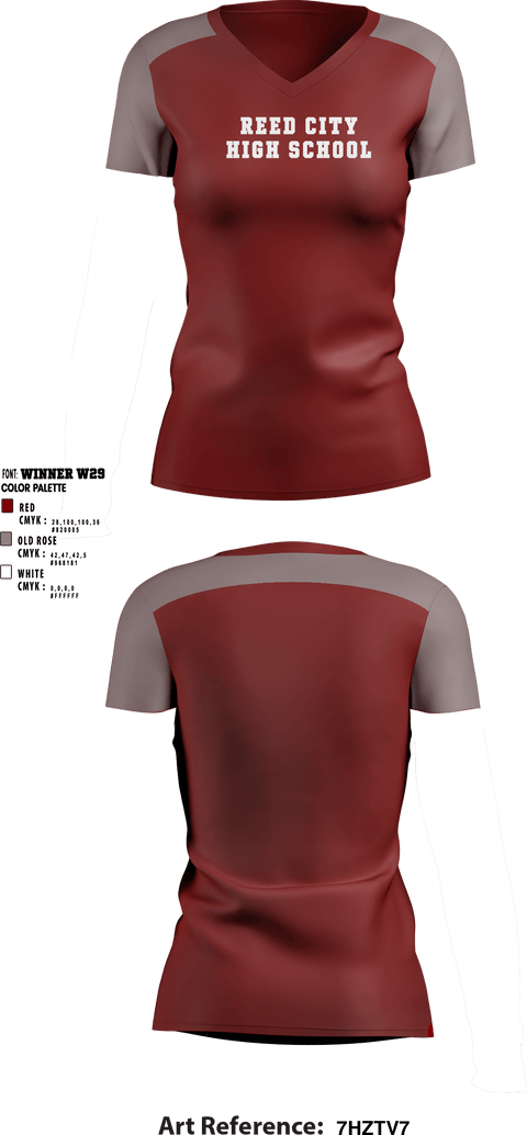 Women's Short Sleeve Vneck Shirt, Reed City High School, Spirit Store, Teamtime, Team time, sublimation, custom sports apparel, team uniforms, spirit wear, spiritwear, sports uniforms, custom shirts, team store, custom team store, fundraiser sports, apparel fundraiser