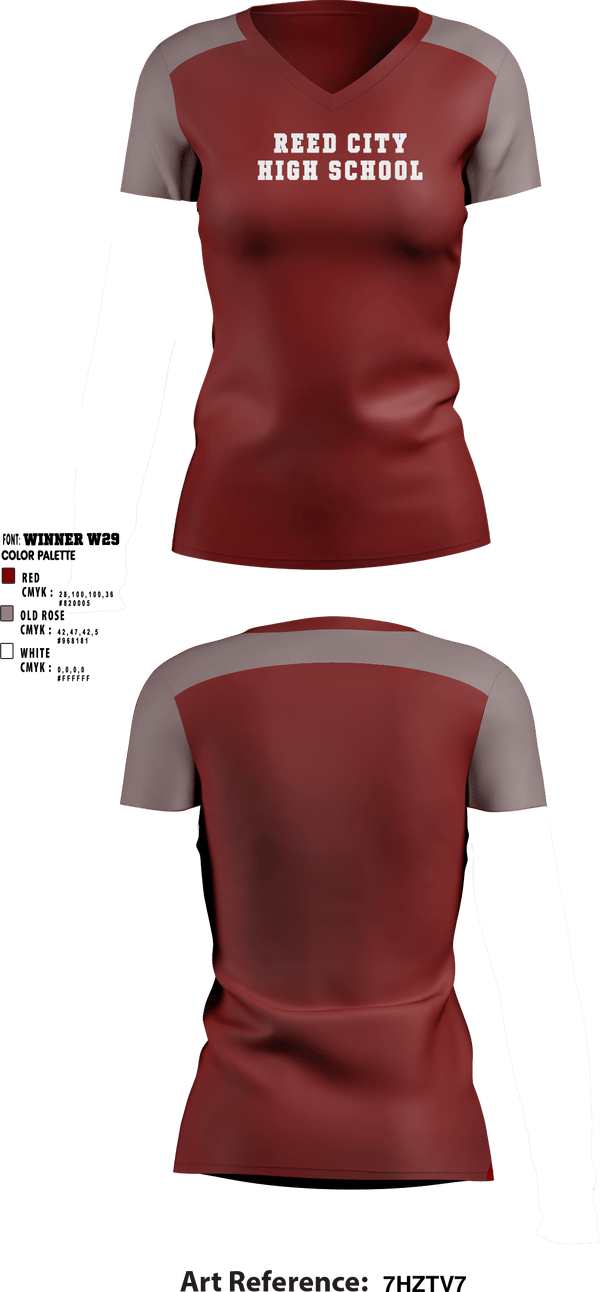 Women's Short Sleeve Vneck Shirt, Reed City High School, Spirit Store, Teamtime, Team time, sublimation, custom sports apparel, team uniforms, spirit wear, spiritwear, sports uniforms, custom shirts, team store, custom team store, fundraiser sports, apparel fundraiser