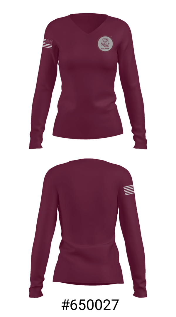 Women's Long Sleeve Vneck Shirt, Leonia High School Basketball, Men's Basketball, Teamtime, Team time, sublimation, custom sports apparel, team uniforms, spirit wear, spiritwear, sports uniforms, custom shirts, team store, custom team store, fundraiser sports, apparel fundraiser
