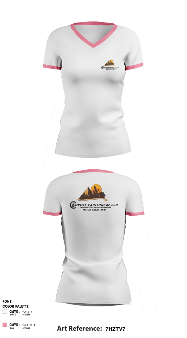 Women's Short Sleeve Vneck Shirt, Coyote paintin az llc, , Teamtime, Team time, sublimation, custom sports apparel, team uniforms, spirit wear, spiritwear, sports uniforms, custom shirts, team store, custom team store, fundraiser sports, apparel fundraiser