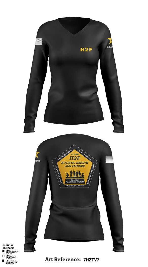 Women's Long Sleeve Vneck Shirt, Army H2F, Army, Teamtime, Team time, sublimation, custom sports apparel, team uniforms, spirit wear, spiritwear, sports uniforms, custom shirts, team store, custom team store, fundraiser sports, apparel fundraiser