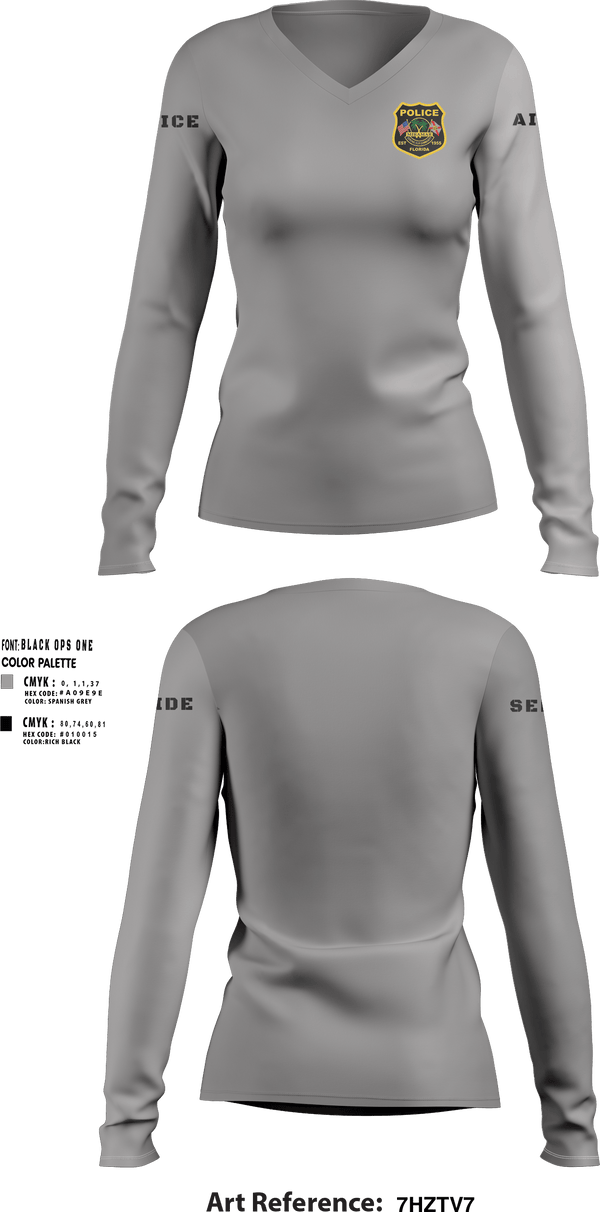 Women's Long Sleeve Vneck Shirt, , Police, Teamtime, Team time, sublimation, custom sports apparel, team uniforms, spirit wear, spiritwear, sports uniforms, custom shirts, team store, custom team store, fundraiser sports, apparel fundraiser