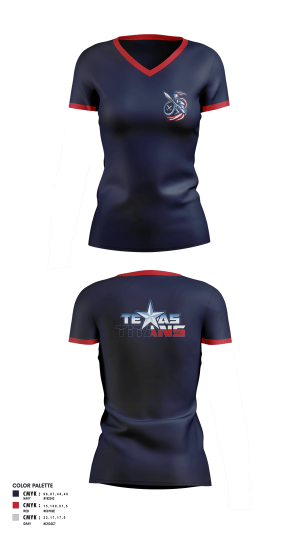 Women's Short Sleeve Vneck Shirt, Texas Titans Youth Football, Football, Teamtime, Team time, sublimation, custom sports apparel, team uniforms, spirit wear, spiritwear, sports uniforms, custom shirts, team store, custom team store, fundraiser sports, apparel fundraiser