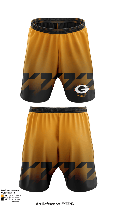 Athletic Shorts With Pockets, Green High School Bowling, Bowling, Teamtime, Team time, sublimation, custom sports apparel, team uniforms, spirit wear, spiritwear, sports uniforms, custom shirts, team store, custom team store, fundraiser sports, apparel fundraiser