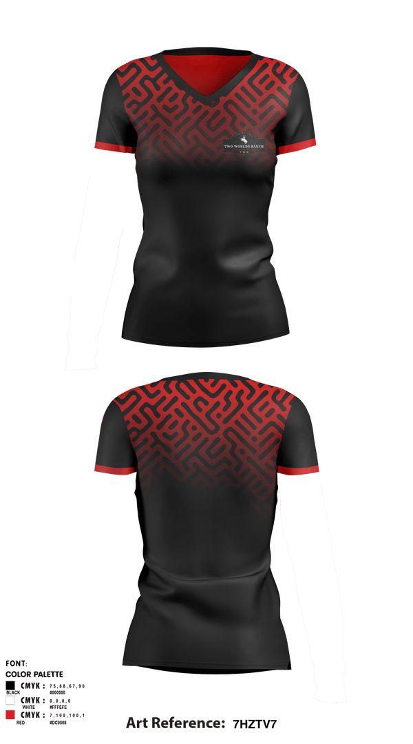 Women's Short Sleeve Vneck Shirt, Two Worlds Ranch, , Teamtime, Team time, sublimation, custom sports apparel, team uniforms, spirit wear, spiritwear, sports uniforms, custom shirts, team store, custom team store, fundraiser sports, apparel fundraiser