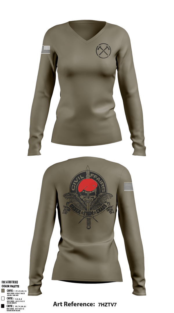 Women's Long Sleeve Vneck Shirt, , Army, Teamtime, Team time, sublimation, custom sports apparel, team uniforms, spirit wear, spiritwear, sports uniforms, custom shirts, team store, custom team store, fundraiser sports, apparel fundraiser