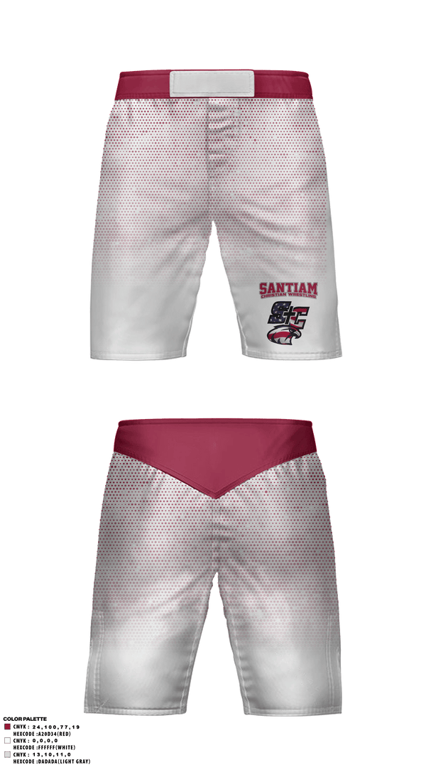 Fight Shorts, Santiam Christian School Wrestling, Wrestling, Teamtime, Team time, sublimation, custom sports apparel, team uniforms, spirit wear, spiritwear, sports uniforms, custom shirts, team store, custom team store, fundraiser sports, apparel fundraiser