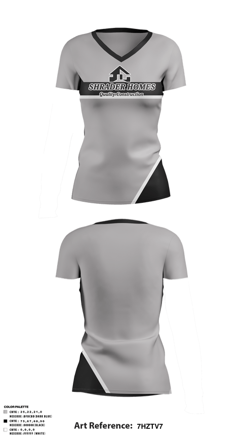 Women's Short Sleeve Vneck Shirt, Shrader HomesShrader Homes, , Teamtime, Team time, sublimation, custom sports apparel, team uniforms, spirit wear, spiritwear, sports uniforms, custom shirts, team store, custom team store, fundraiser sports, apparel fundraiser