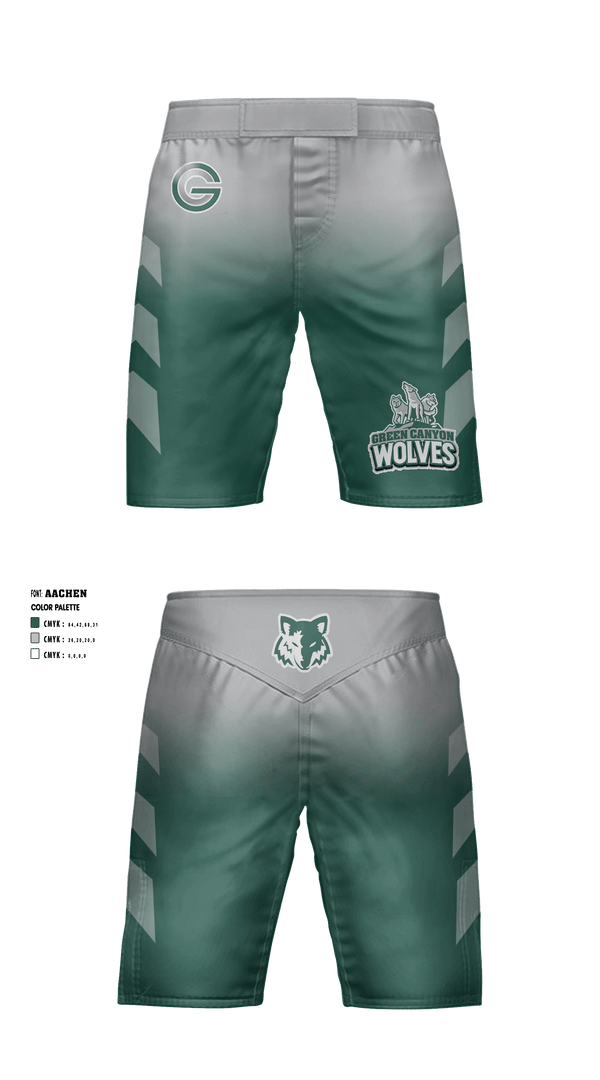Fight Shorts, Green Canyon High School Wrestling, Wrestling, Teamtime, Team time, sublimation, custom sports apparel, team uniforms, spirit wear, spiritwear, sports uniforms, custom shirts, team store, custom team store, fundraiser sports, apparel fundraiser