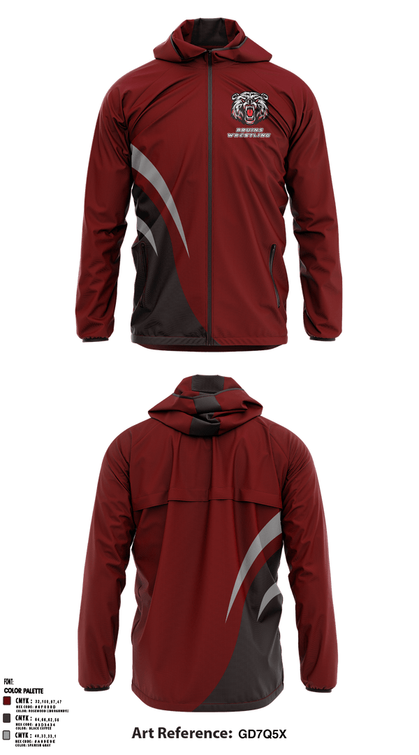Windbreaker, BRUINS, Wrestling, Teamtime, Team time, sublimation, custom sports apparel, team uniforms, spirit wear, spiritwear, sports uniforms, custom shirts, team store, custom team store, fundraiser sports, apparel fundraiser