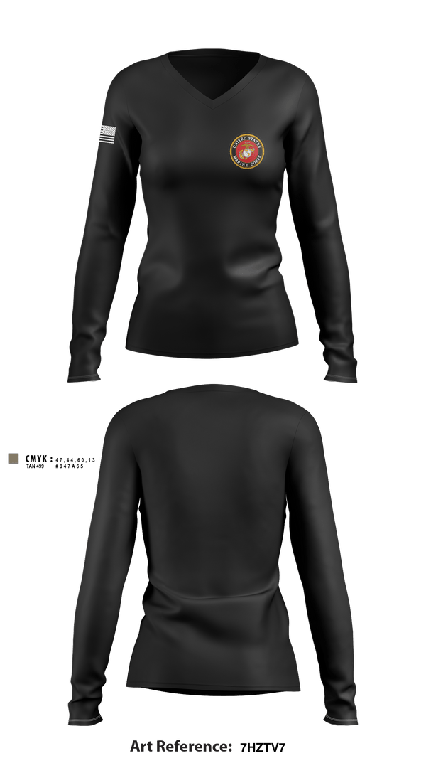 Women's Long Sleeve Vneck Shirt, 3rd Battalion 6th Marines Kilo Company, Marines, Teamtime, Team time, sublimation, custom sports apparel, team uniforms, spirit wear, spiritwear, sports uniforms, custom shirts, team store, custom team store, fundraiser sports, apparel fundraiser
