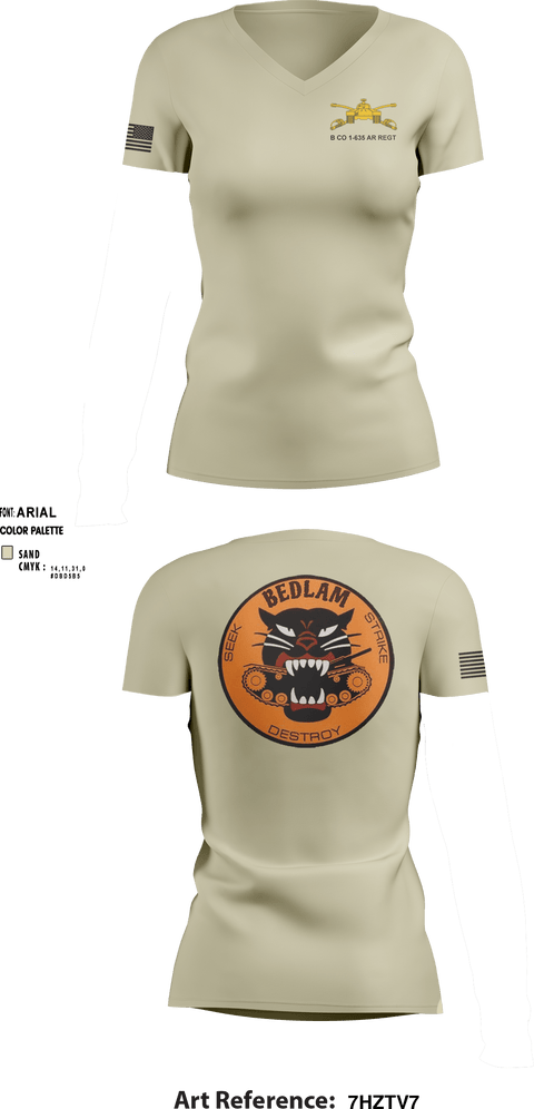 Women's Short Sleeve Vneck Shirt, HHC 1-635TH AR, National Guard, Teamtime, Team time, sublimation, custom sports apparel, team uniforms, spirit wear, spiritwear, sports uniforms, custom shirts, team store, custom team store, fundraiser sports, apparel fundraiser