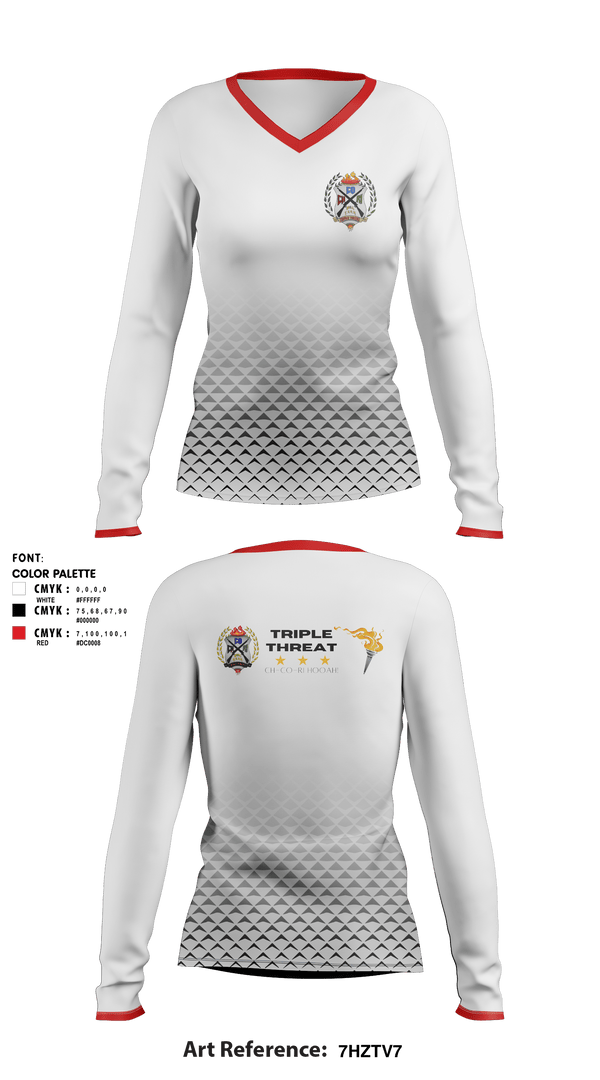 Women's Long Sleeve Vneck Shirt, Triple Threat, Spirit Store, Teamtime, Team time, sublimation, custom sports apparel, team uniforms, spirit wear, spiritwear, sports uniforms, custom shirts, team store, custom team store, fundraiser sports, apparel fundraiser