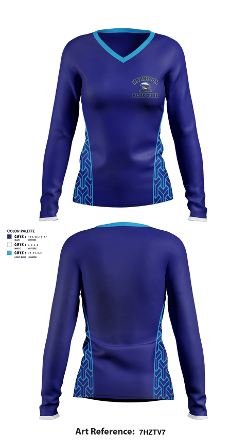 Women's Long Sleeve Vneck Shirt, Harrison High School Basketball, Women's Basketball, Teamtime, Team time, sublimation, custom sports apparel, team uniforms, spirit wear, spiritwear, sports uniforms, custom shirts, team store, custom team store, fundraiser sports, apparel fundraiser