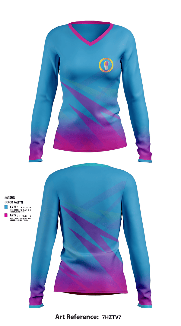 Women's Long Sleeve Vneck Shirt, Southern Shaved Ice, , Teamtime, Team time, sublimation, custom sports apparel, team uniforms, spirit wear, spiritwear, sports uniforms, custom shirts, team store, custom team store, fundraiser sports, apparel fundraiser