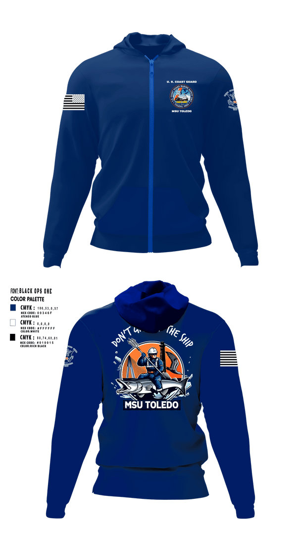 Zip Hoodie, MSU Toledo, Coast Guard, Teamtime, Team time, sublimation, custom sports apparel, team uniforms, spirit wear, spiritwear, sports uniforms, custom shirts, team store, custom team store, fundraiser sports, apparel fundraiser