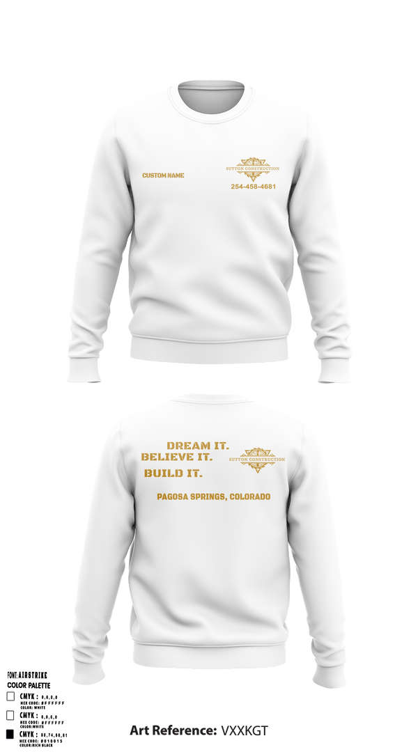 Crew Neck Sweatshirt, Sutton Construction, , Teamtime, Team time, sublimation, custom sports apparel, team uniforms, spirit wear, spiritwear, sports uniforms, custom shirts, team store, custom team store, fundraiser sports, apparel fundraiser