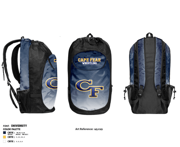 Gear Bag, Cape Fear High School Wrestling, Wrestling, Teamtime, Team time, sublimation, custom sports apparel, team uniforms, spirit wear, spiritwear, sports uniforms, custom shirts, team store, custom team store, fundraiser sports, apparel fundraiser
