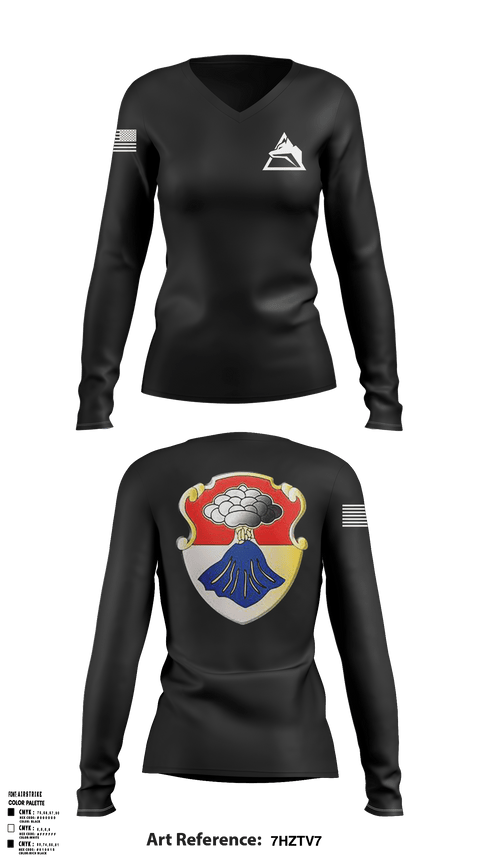 Women's Long Sleeve Vneck Shirt, B-CO 3-67, Army, Teamtime, Team time, sublimation, custom sports apparel, team uniforms, spirit wear, spiritwear, sports uniforms, custom shirts, team store, custom team store, fundraiser sports, apparel fundraiser